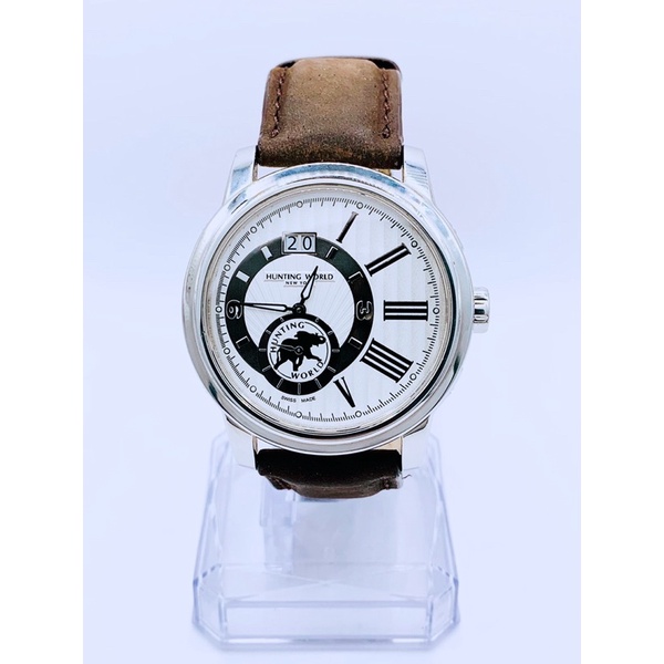 Đồng hồ nam HUNTING WORLD Watch HW910SSIBK Crecente CRESENTE White Dial Black Leather Belt