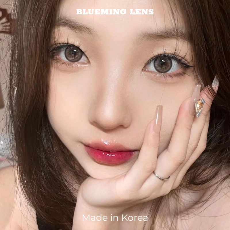 Lens mắt 0 độ Mirage Gray tự nhiên kính áp tròng màu xám trà không giãn 14.0mm