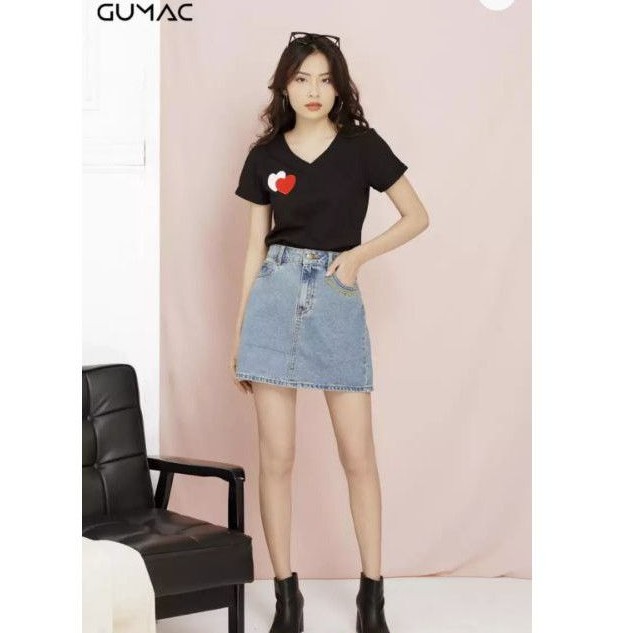 Áo Thun Nữ Gumac Cổ Tim Tay Lật Size S