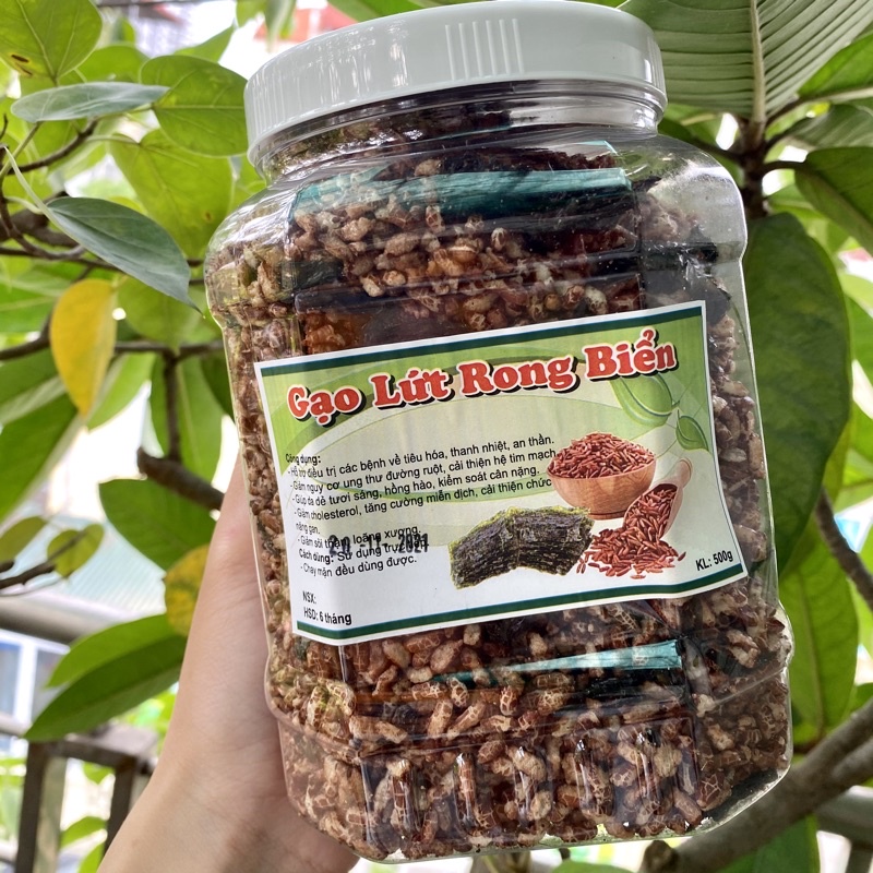 Hũ 500gr Gạo lứt sấy rong biển ăn vặt, healthy, thơm ngon giòn rụm | BigBuy360 - bigbuy360.vn