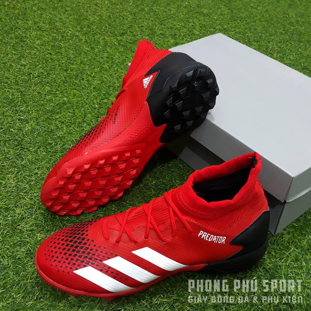 Giày Bóng Đá Predator 20.3 Đỏ Cổ Cao TF - Bảo Hành 1 tháng - Tặng túi đựng giày 2 ngăn _JK&*
