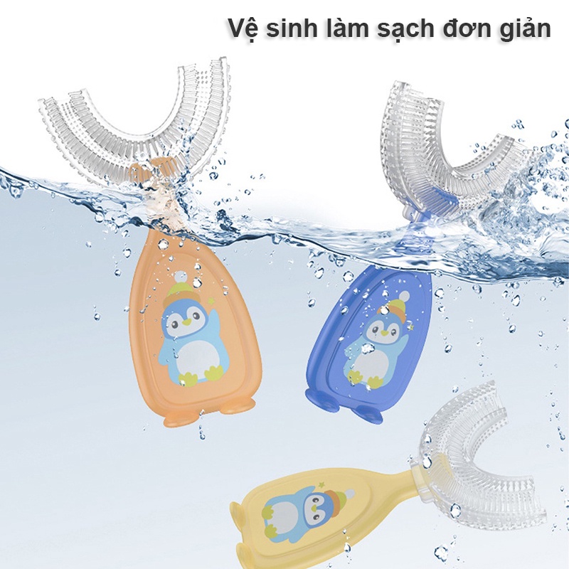 Bàn Chải Đánh Răng Cho Bé, bàn chải hình chữ U silicon cao cấp mềm mại cho bé 2 - 6 tuổi