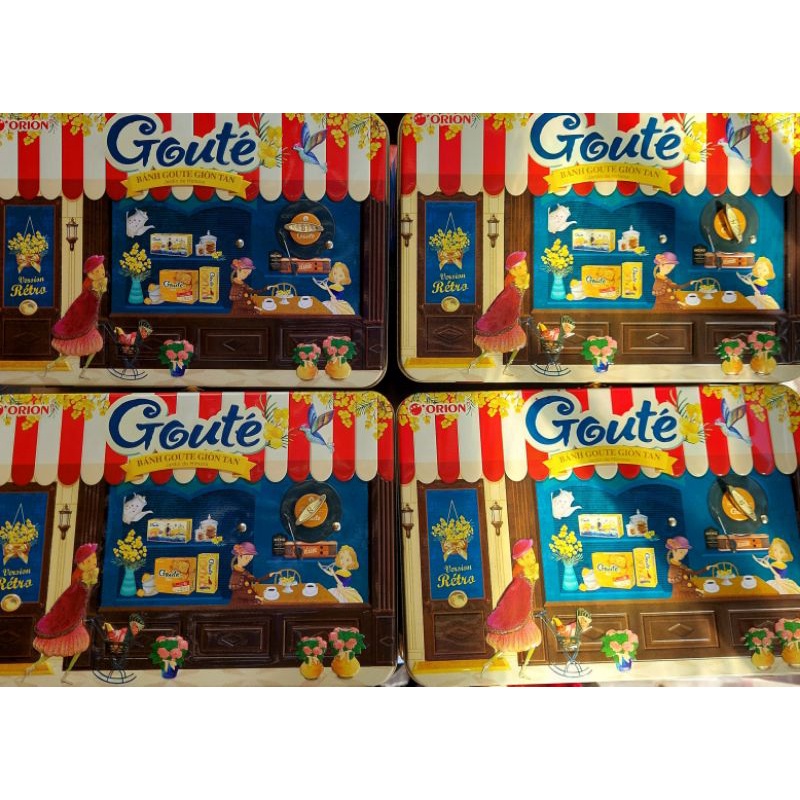 [Bánh Kẹo Tết 2022]Bánh Goute Orion 12, 18  Hộp Sắt Mix Vị Có Nhạc 475,2g và 648g