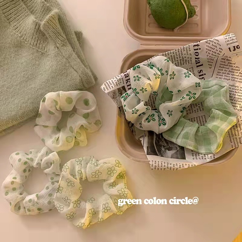 Dây Cột Tóc Màu Xanh Lá Bản Lớn Phong Cách Hàn Quốc Thời Trang Cho Nữ