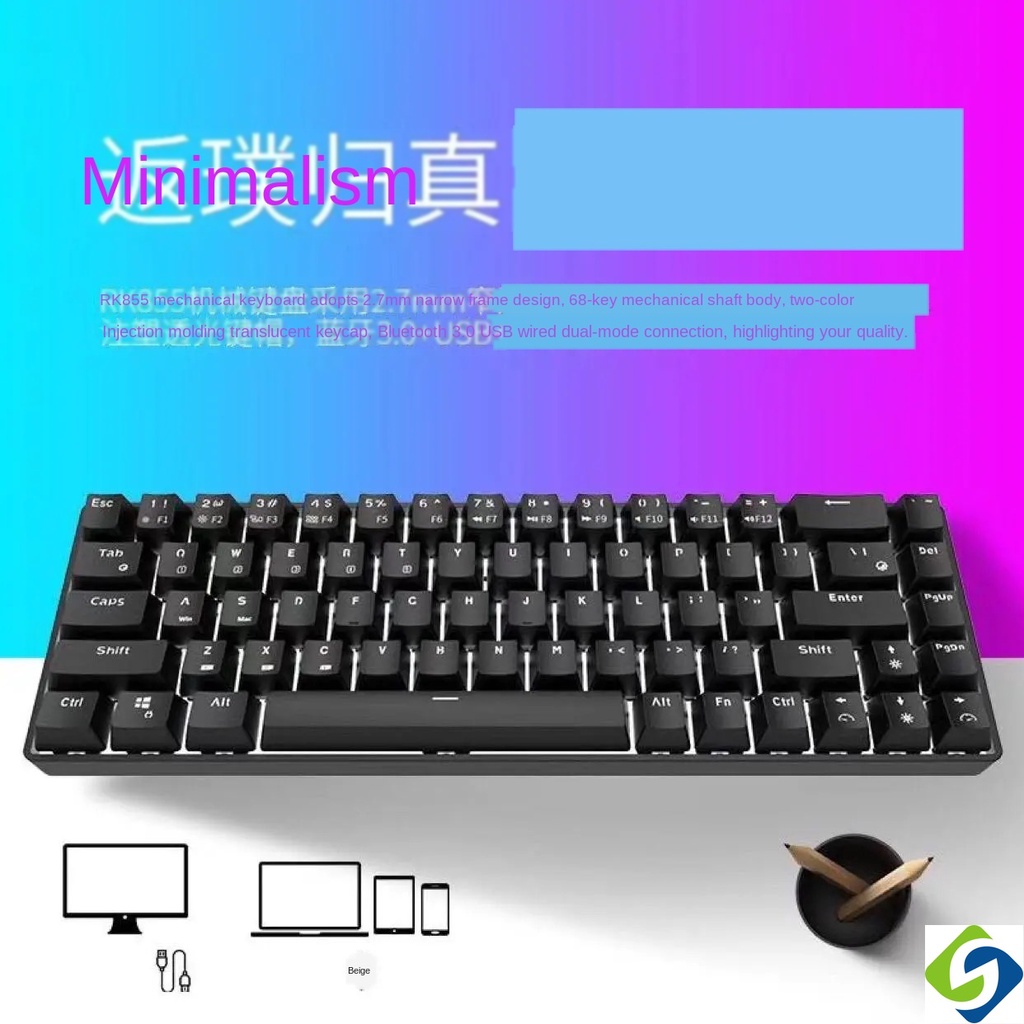Bàn Phím Cơ Bluetooth Không Dây RK855 68 Phím G68 RGB Dùng Để Chơi Game