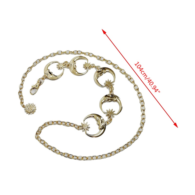 Chuỗi thắt lưng nữ phối mặt hình mặt trăng kim loại phong cách vintage