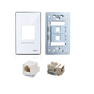 Mặt nạ âm tường 2 cổng (Mạng - thoại -TV) Ổ cắm mạng âm tường