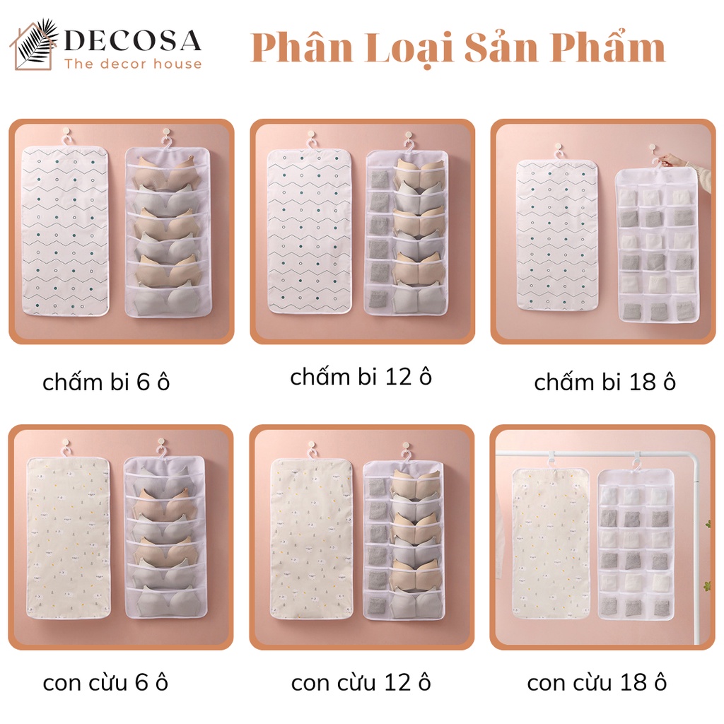 Túi đựng đồ nhiều ngăn treo tủ quần áo tiết kiệm không gian DECOSA