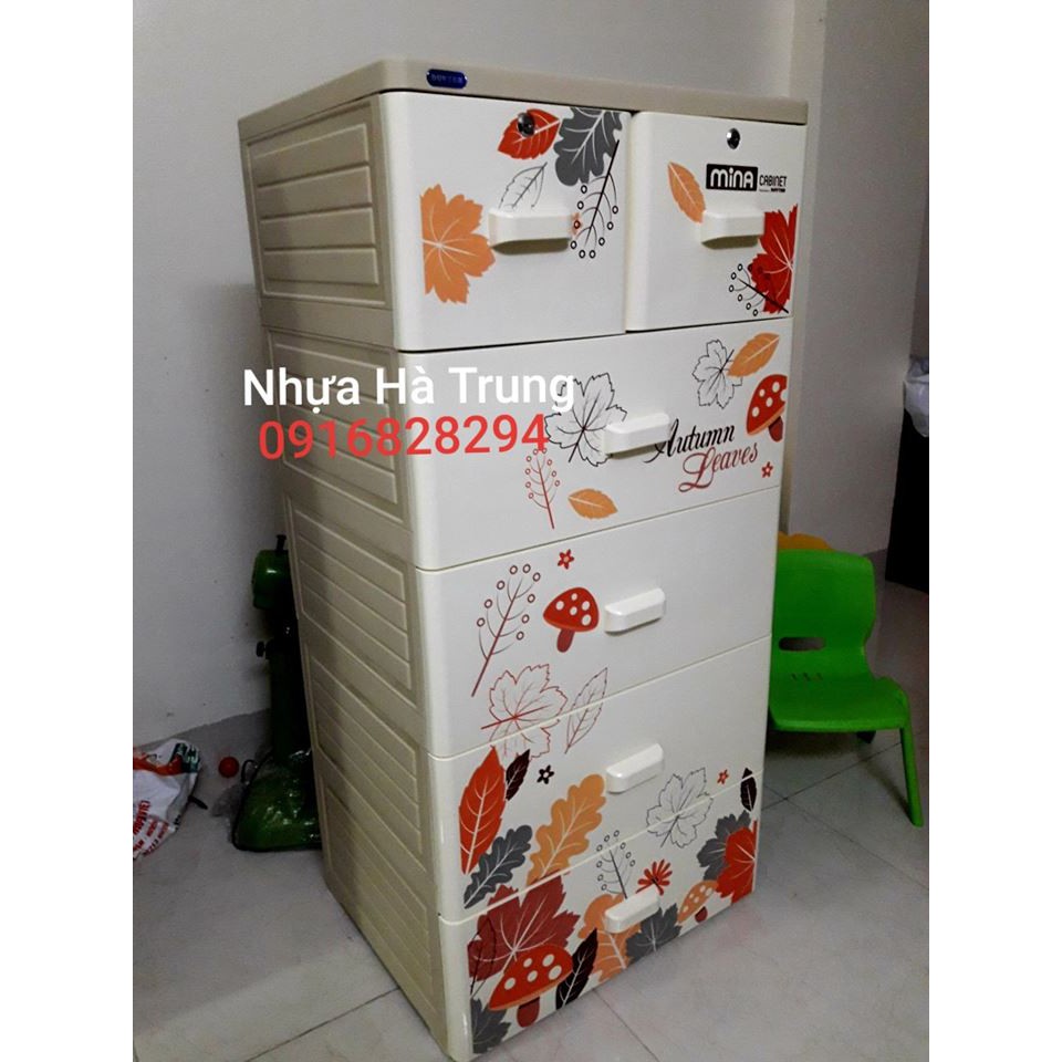 (Hà Nội) Tủ nhựa Duy Tân Mina 5 tầng Kem Lá Mùa Thu