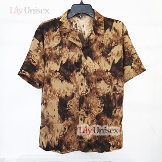 Sơ mi lụa cổ vest màu loang