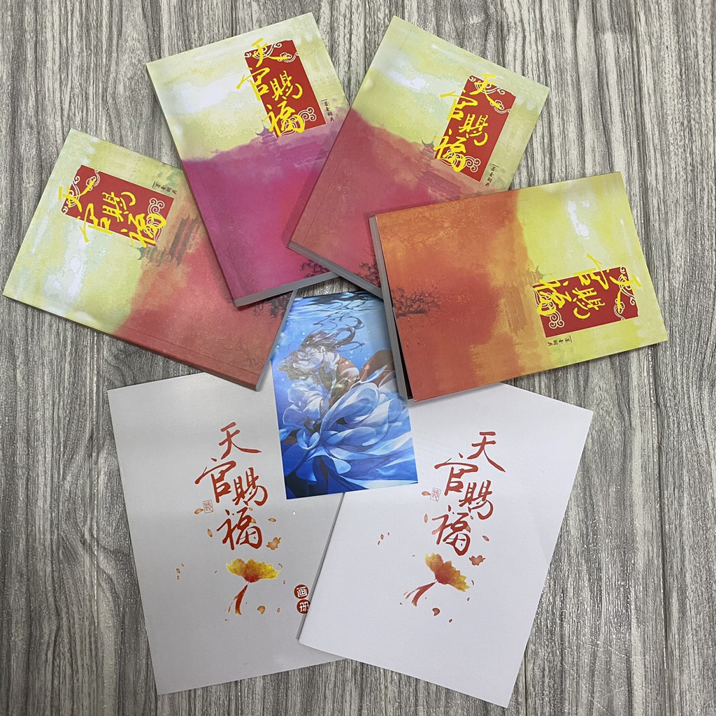 Tieuthuyet Thiên quan tứ phúc bộ 4 quyển tặng kèm postcard banner thiệp