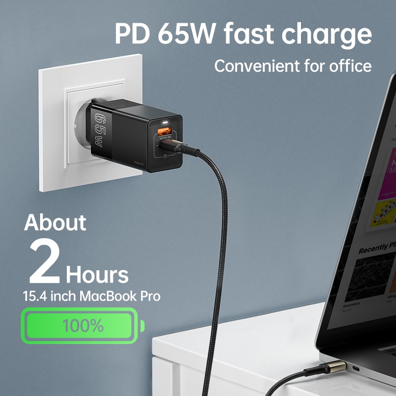 Bộ Sạc Nhanh Kuulaa 65w 4.0 3.0 Usb Type C Qc Pd Cho Iphone Xiaomi Laptop