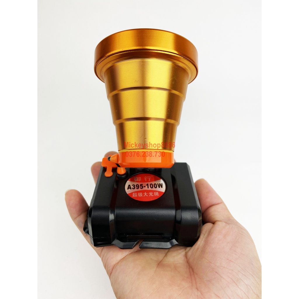Đèn Pin Đội Đầu A395 bóng led ánh sáng mạnh chống nước  Ánh sáng vàng và trắng Có ren gắp TRIPOD