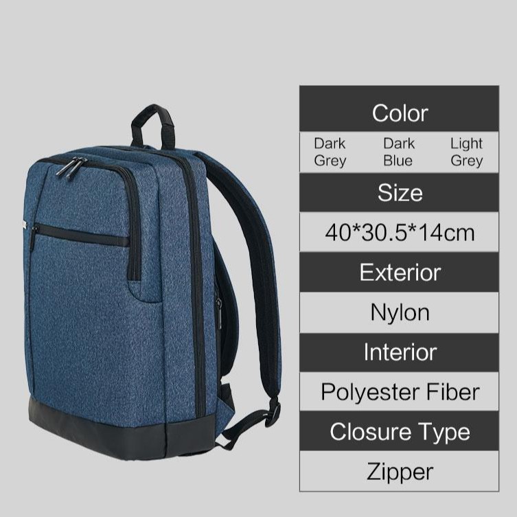 Xiaomi 90FUN Classic NINETY Business Backpack, Large Capacity For Laptop 15Inch, School Backpack, Travel Male, Female, Girl
