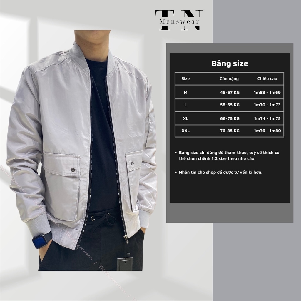 Áo Khoác Bomber Nam Vải Dù Năng Động Trẻ Trung, Áo Bomber Gió Mỏng Túi Hộp Phong Cách