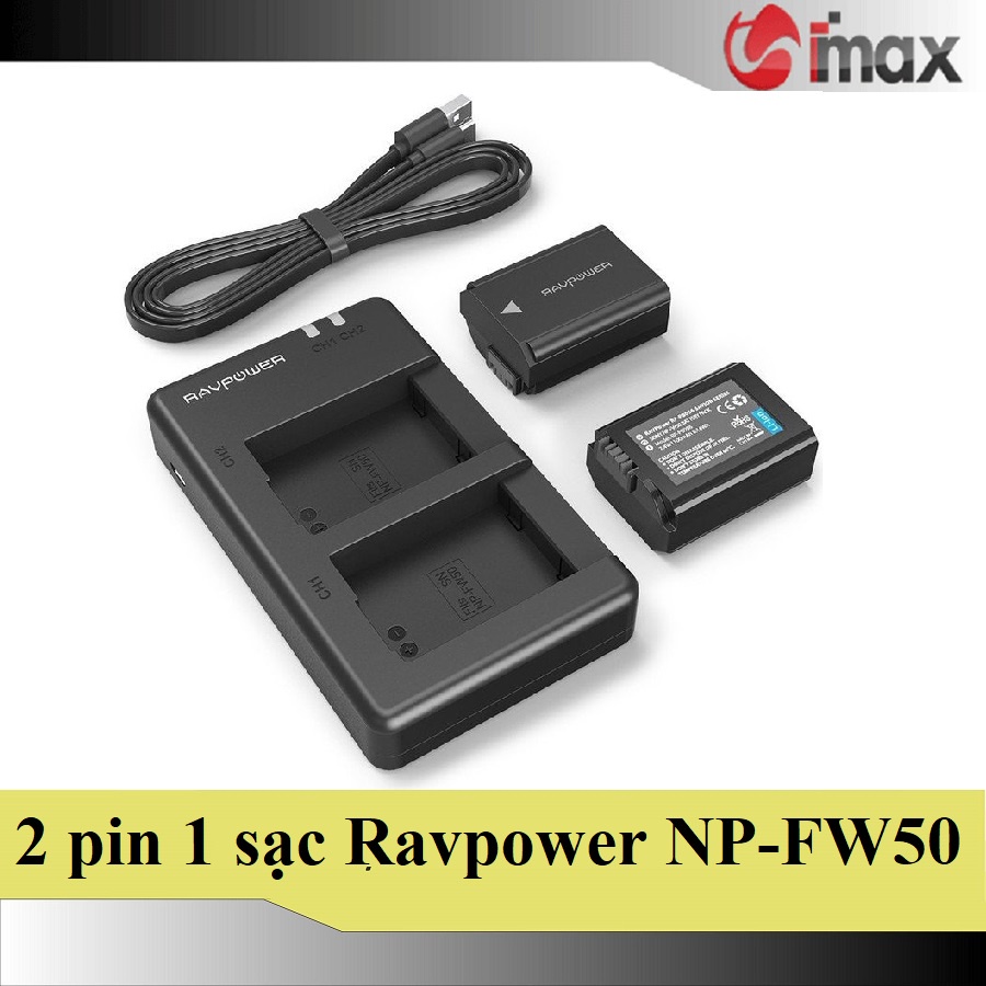 Bộ 2 pin 1 sạc máy ảnh Ravpower cho Sony NP-FW50