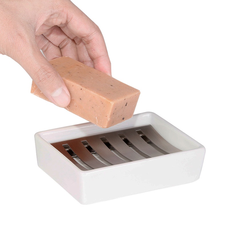 Giá Đỡ Xà Phòng Hai Tầng Bằng Gốm Sứ Để Ráo Nước Cho Nhà Tắm