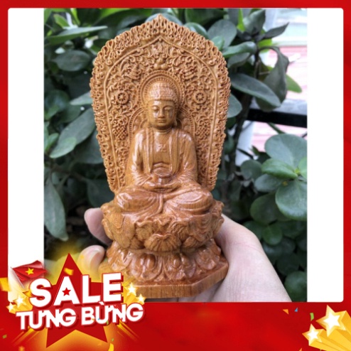 Tượng Phật A Di Đà 2 Mặt Gỗ Bách Thơm Nức