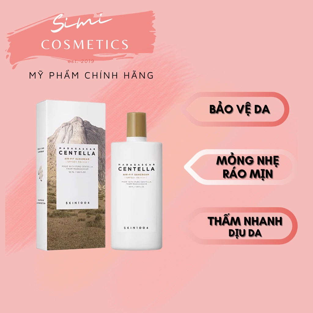 Kem Chống Nắng Nâng Tông Da Chiết Xuất Rau Má Skin1004 Madagascar Centella Air-Fit Suncream SPF50+/PA++++ 50ml