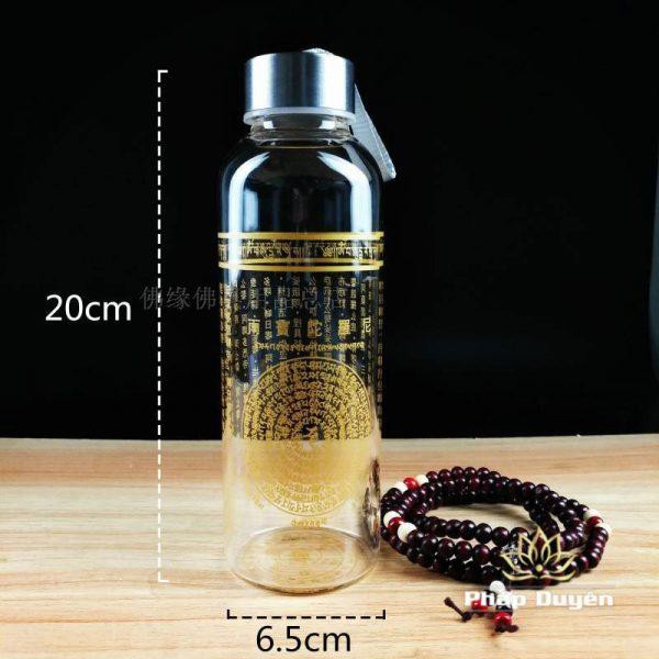 Bình Nước Thuỷ Tinh In “Đại Bi Chú”, Kích Thước 20×6.5cm