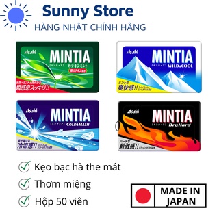 Kẹo ngậm bạc hà Mintia 50 viên nhỏ Nhật Bản (Sugarless) Asahi Coldsmash, Dryhard, Wildcool, Trà xanh thơm miệng, ấm họng