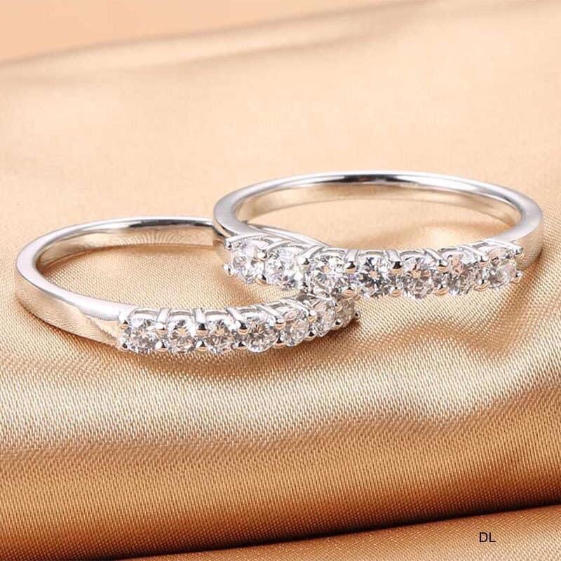 NHẪN 1 HÀNG ĐÁ NỮ BẢN TO DÀY DẶN- CHUẨN BẠC TA