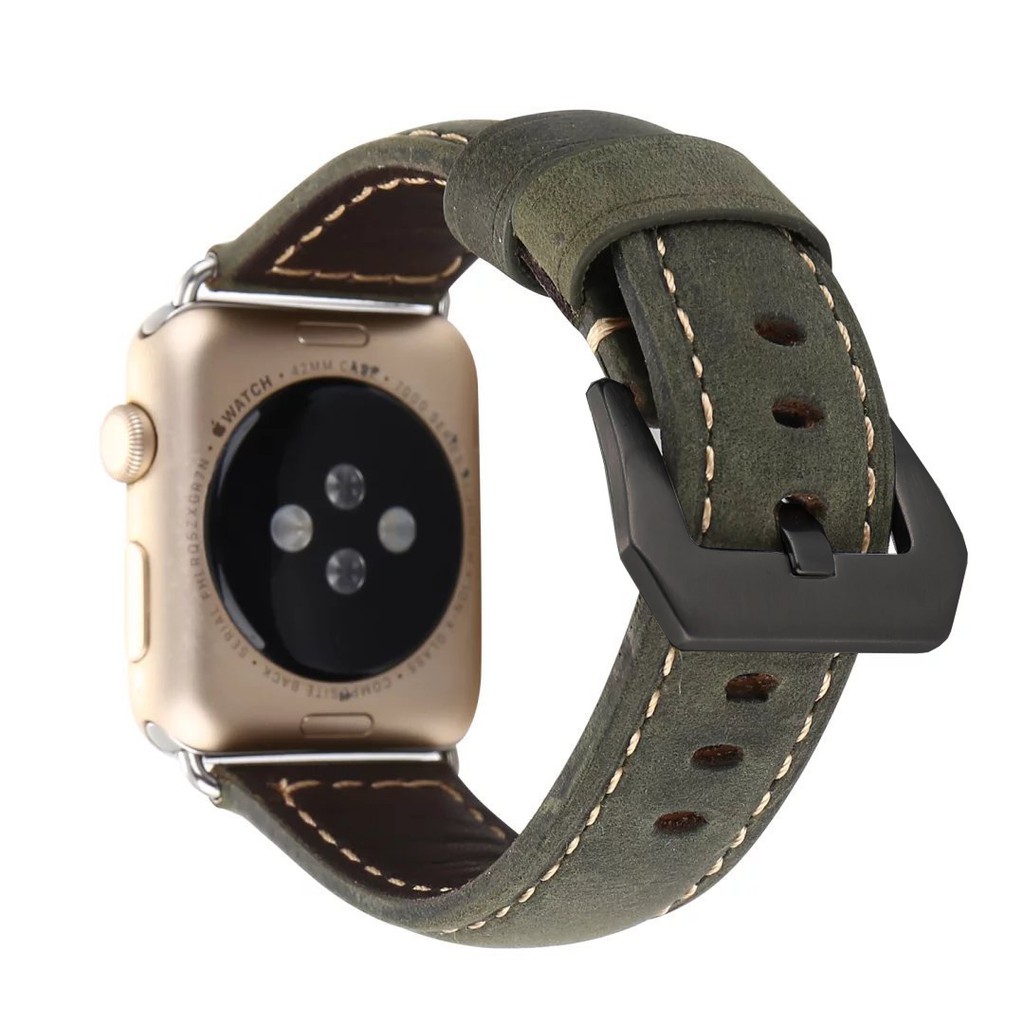 Dây đeo bằng da giả phong cách cổ điển cho đồng hồ thông minh Apple Watch Series 6 SE 5 4 3 2 1 38mm 42mm 40mm 44mm