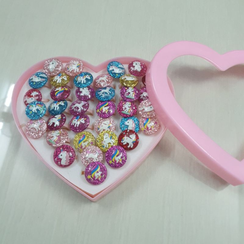 Hộp 36 Nhẫn hình ngựa pony Dễ Thương Cho Bé gái