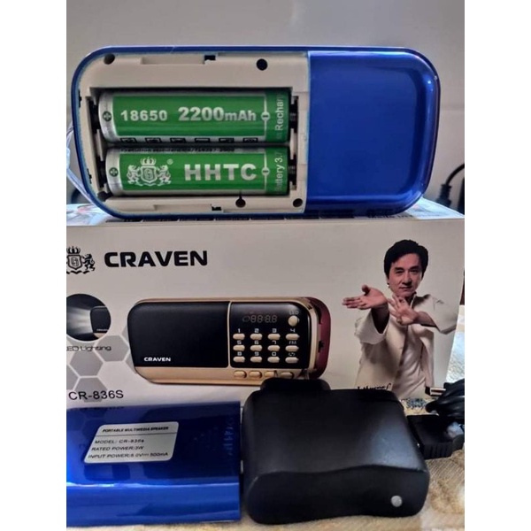 Máy Nghe pháp Craven-CR 836s+2pin Có Radio đài Fm+đèn led.