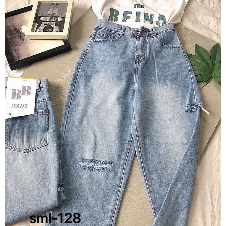 Quần baggy jean rách gối hàng BBJEAN