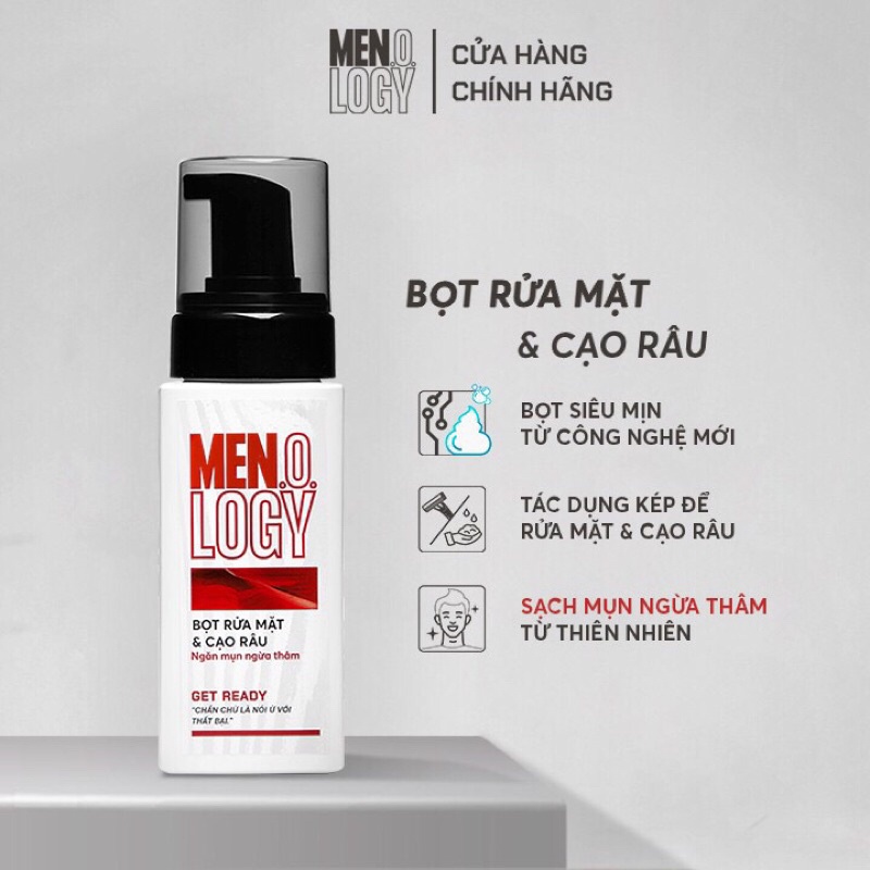 Combo Gel Tắm MEN.O.LOGY Ngăn Mùi 24h Get Ready 630ml + Bọt Rửa Mặt &amp; Cạo Râu MEN.O.LOGY Get Ready 100ml