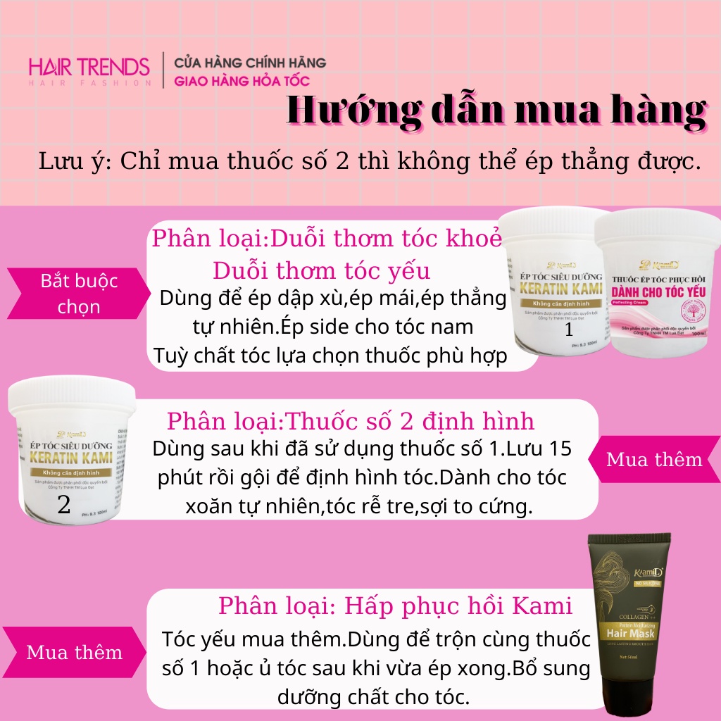 [DUỖI THƠM] Thuốc duỗi tóc KAMI,thuốc ép tóc siêu dưỡng keratin phục hồi tóc tại nhà không cần định hình (Size nhỏ)