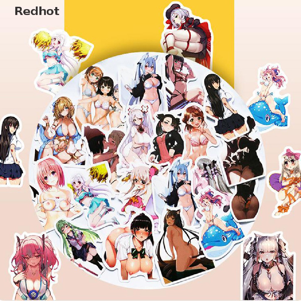 Bộ 50 Miếng Dán Hình Cô Gái Anime Gợi Cảm Trang Trí Laptop / Vali / Ván Trượt / Xe Hơi