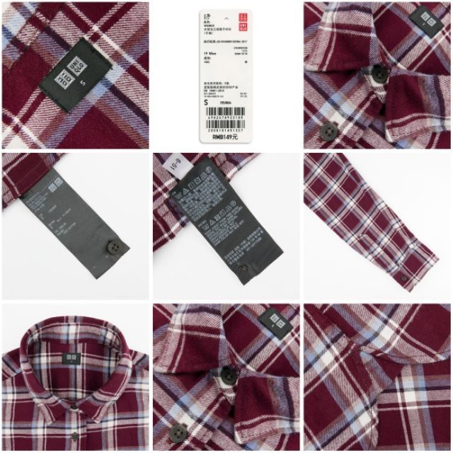 Áo sơ mi Flanel Uniql0 vải sợi nỉ