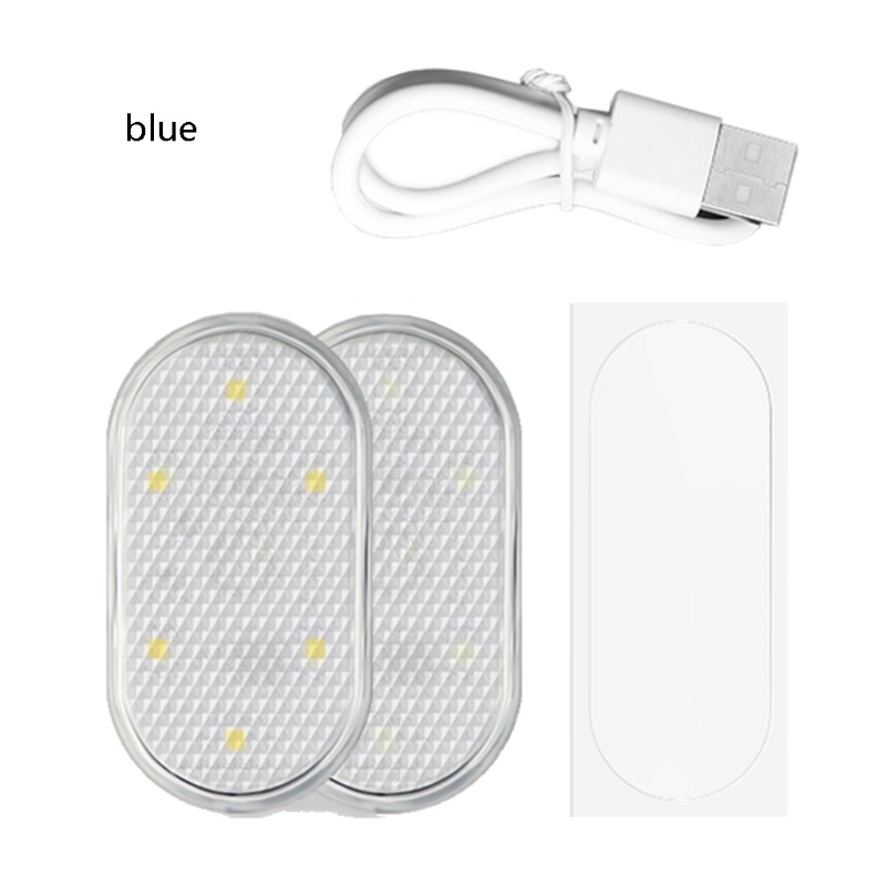 Bộ 2 Đèn LED Gắn Trần Xe Hơi Ban Đêm Cảm Ứng Có Thể Sạc Lại