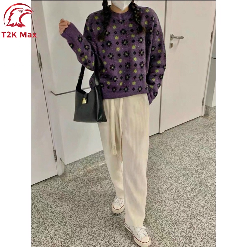 Quần ống rộng nữ lưng cao rút dây bản to - quần ống suông CULOTES vải nhung tăm cạp cao - T2K Max | BigBuy360 - bigbuy360.vn