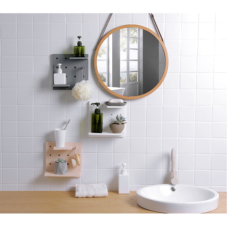 Kệ dán tường để đồ bảng pegboard mini bảng treo lỗ trang trí, kệ dán tường đa năng FASOLA