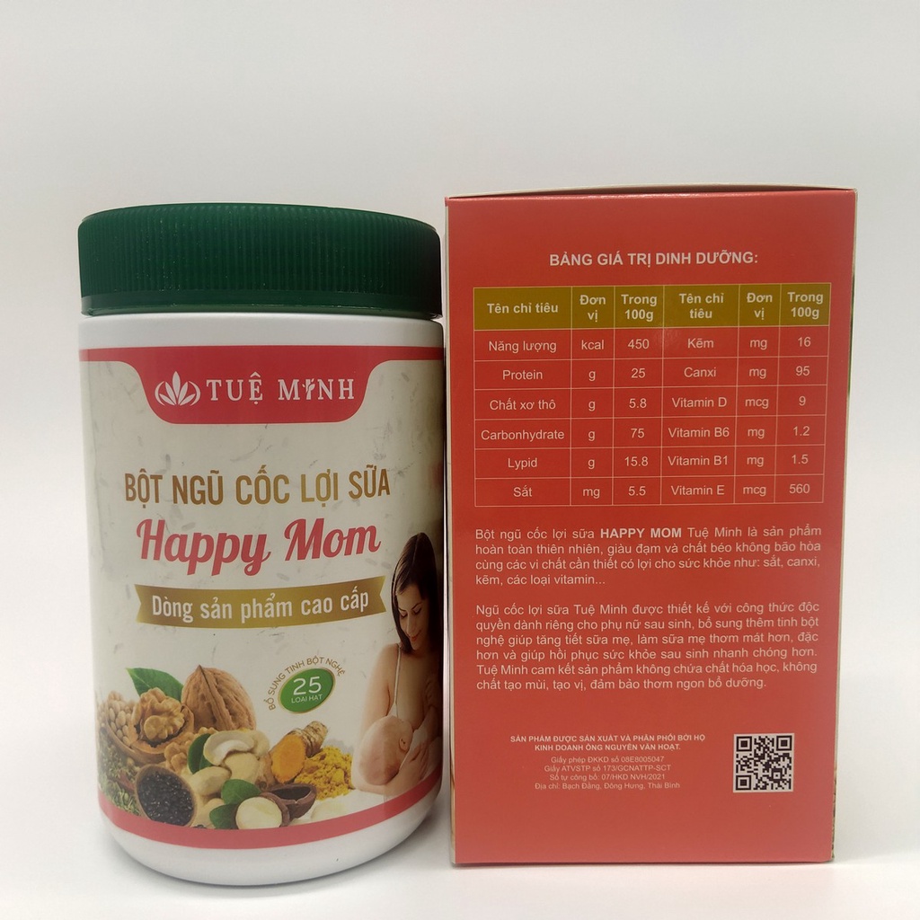 Ngũ cốc Lợi Sữa Tuệ Minh Sữa Về Nhanh - Giảm Cân Cho Mẹ - Tốt Sữa Cho Con - hộp 0,5kg (25 loại hạt)