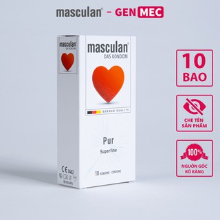 Bao Cao Su Siêu Mỏng Masculan Pur - Nhiều Gel Bôi Trơn Siêu Thăng Hoa - BCS Masculan Trắng Hộp 10 bao - Genmec