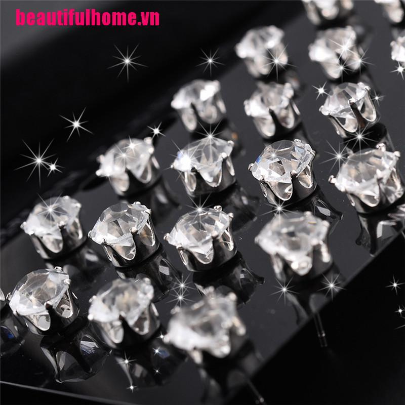 Set 6/ 12 đôi bông tai đính đá pha lê xinh xắn dễ thương