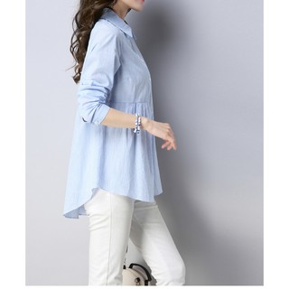 TK371-SƠ MI NỮ FORM DÀI SỌC S-6XL
