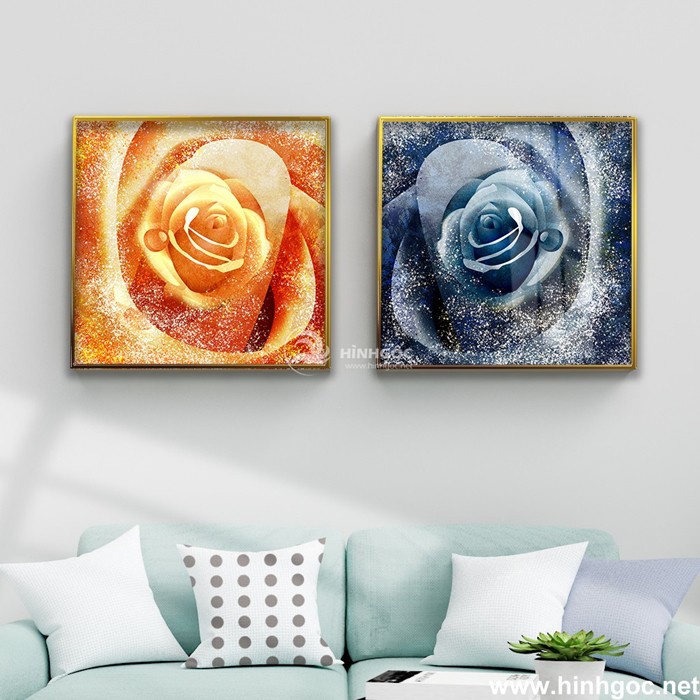 Bộ 2 Tranh Treo Tường Trìu Tượng Trang Trí Phòng Khách/ Phòng Ngủ/ Lối Đi Dáng Vuông