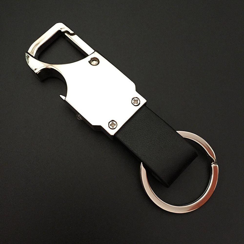 Móc Chìa Khóa Mini Bằng Da Và Kim Loại Có Đèn LED Trang Trí Nội Thất Xe Hơi / Xe Máy
