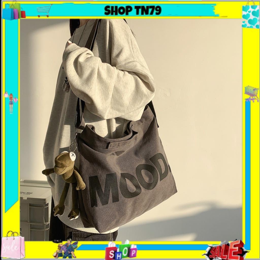 Túi tote đeo chéo , đeo vai vải canvas phong cách ulzzang unisex MOOD không kèm phụ kiện