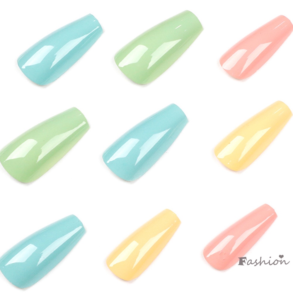 Set 24 Móng Tay Giả Màu Sắc Macaron Có Thể Tái Sử Dụng Cho Nữ