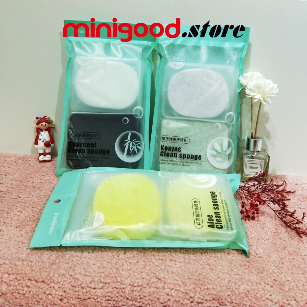 Mút rửa mặt siêu sạch MINIGOOD 2 miếng