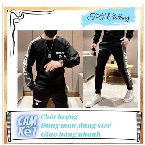 Bộ nỉ nam in chữ GURBAKS chất liệu cao cấp phong cách thể thao năng động phom từ 35-90kg