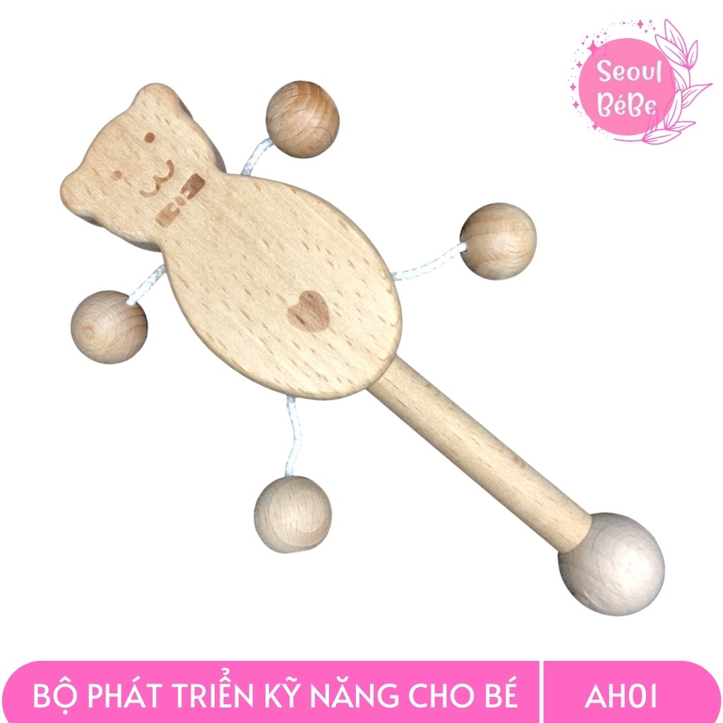 [SALE XẢ] Bộ Gặm Nướu Bằng Gỗ Thông An Toàn Cho Trẻ Nhỏ  Gồm 5 Sản Phẩm Giúp Bé Tập Cầm Nắm, Quen Với Những Hình Khối