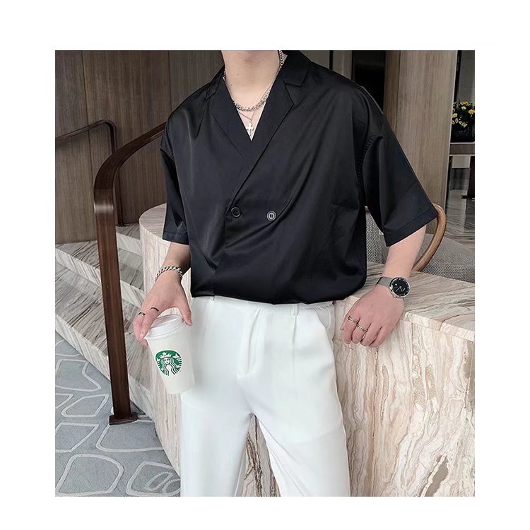 Áo Sơ Mi Tay Ngắn Dáng Rộng Phong Cách Hàn Quốc Thời Trang Cao Cấp Cho Nam Size M-2XL