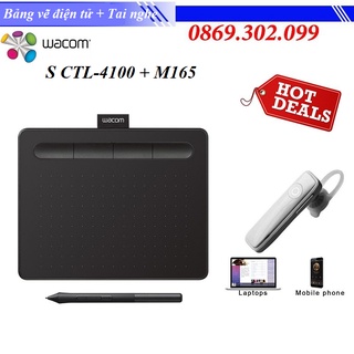 [ Chính hãng ] Combo Bảng Vẽ Wacom Intuos S CTL-4100 + Tai Nghe Bluetooth M165 Nhét Tai không dây